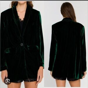 Endless Rose Deep Green Velvet Blazer